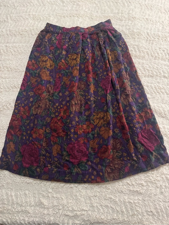 Vintage Dresses & Skirts - Vintage Whimsygoth Floral Rayon Midi Skirt Cottagecore Elastic Waist USA size 14